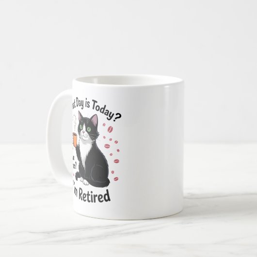 Mug Devis de retraite pour chats amusants - Retraité J (Devant gauche)