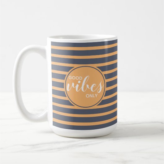 Mug Devis de typographie Good Vibes uniquement bleu et (Gauche)