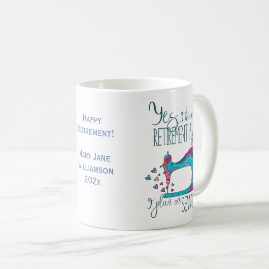 Mug Devis du plan d'égout de retraite amusant (Devant droit)