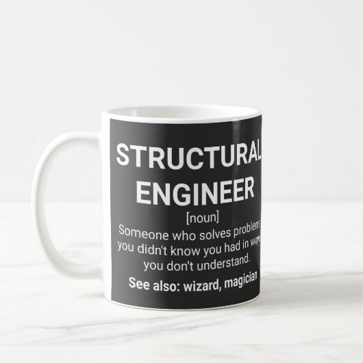 Mug Devis Humour de définition de l'ingénieur structur (Gauche)