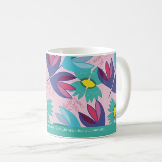 Mug devis personnalisé vert floral moderne crocus femi (Devant droit)