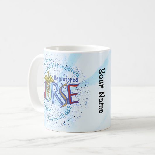 Mug Devise d'infirmière diplômée (Devant gauche)