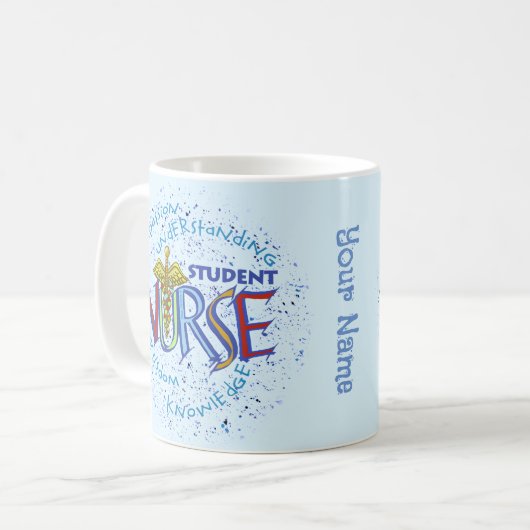 Mug Devise d'infirmière étudiante (Devant gauche)