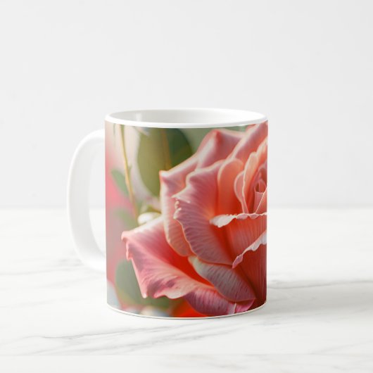 Mug Dew du matin sur un Rose en fleurs (Devant gauche)