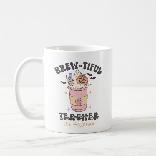 Mug d'Halloween de l'enseignant à poitrine personn (Gauche)