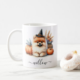 Mug d'Halloween de Poméranie avec nom personnalisé