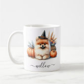 Mug d'Halloween de Poméranie avec nom personnalisé (Gauche)