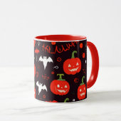 Mug d'Halloween rouge avec Fantômes Éffrayants et  (Devant droit)