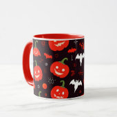 Mug d'Halloween rouge avec Fantômes Éffrayants et  (Devant gauche)