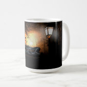 Mug d'Halloween/Squelette sur banc (Devant droit)