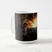 Mug d'Halloween/Squelette sur banc (Devant gauche)