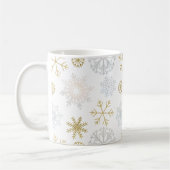 Mug d'hiver Dusty Blue & Gold Snowflake (Gauche)