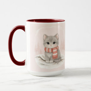 Mug d'hiver personnalisé avec un chaton mignon