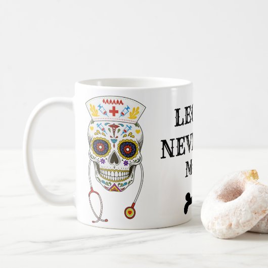 Mug Dia De Los Muerto, Fête mexicaine de l'infirmière  (Avec donut)