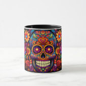 Mug Dia de los Muertos Ajouter un nom Skull Sky Black  (Centre)