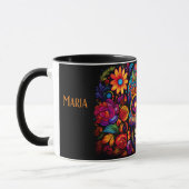 Mug Dia de los Muertos Ajouter un nom Skull Sky Black  (Gauche)