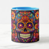 Mug Dia de los Muertos Ajouter un nom Skull Sky Blue I