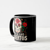 Mug Dia de los muertos crâne et fleurs (Devant gauche)