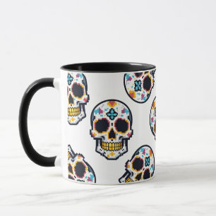 Mug Dia De Los Muertos Motif de Crâne Pixelisé