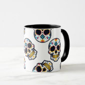 Mug Dia De Los Muertos Pixelated Skull Pattern (Devant droit)