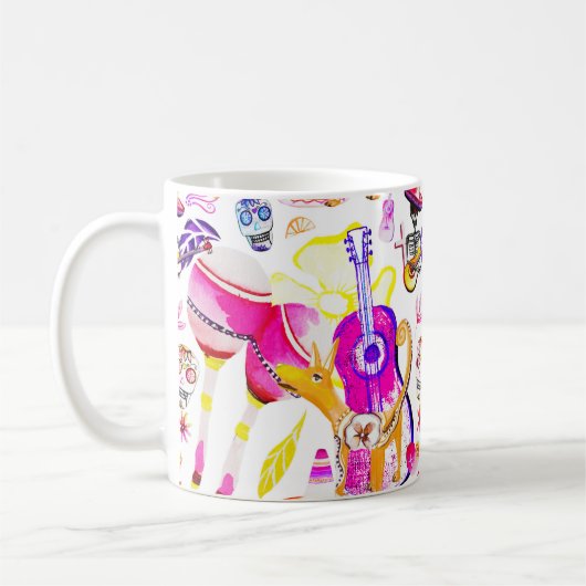 Mug Dia De Los Muertos - Squelette, Chien, Musique Mex (Gauche)