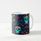 Mug Día de Muertos Reverie : Turquoise Sugar Skull Spe (Devant droit)