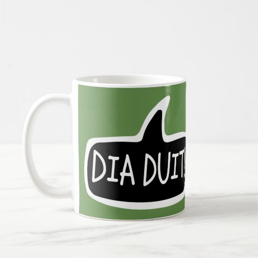 Mug DIA DUIT ! Irish Gaelic Grey Speech Bubble (Gauche)