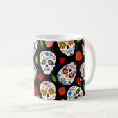 Mug Dia Los Muertos : motif crâne à sucre. (Devant droit)
