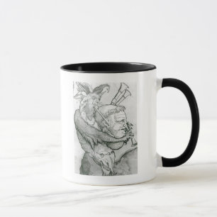 Mug Diable jouant la tête de l'homme comme saxophone,