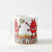 Mug Diable méchant avec trident dans les flammes (Devant gauche)