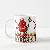 Mug Diable méchant avec trident dans les flammes (Gauche)