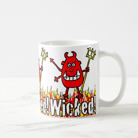 Mug Diable méchant avec trident dans les flammes (Droite)
