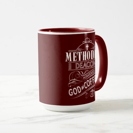Mug Diacre méthodiste, actionné par Dieu et le café (Devant droit)