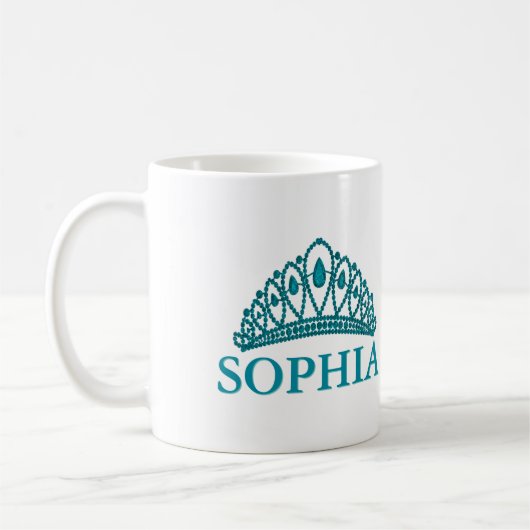 Mug Diadème de princesse Crown Teal Monogram Name (Gauche)