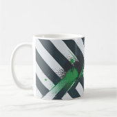 Mug Diagonal Stripes with Green Paint Splashes (Gauche)