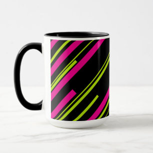 Mug Diagonales en vert citron, rose et noir