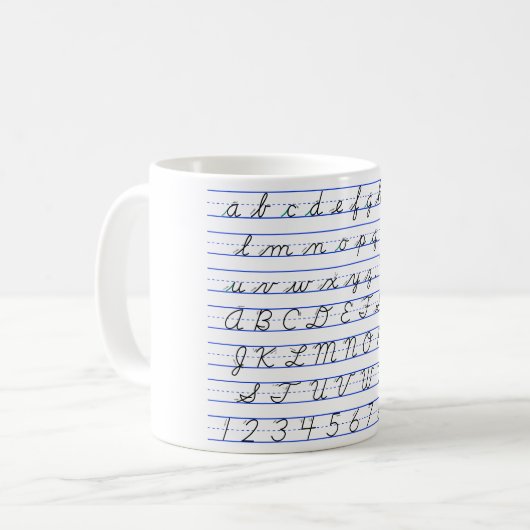 Mug Diagramme d'alphabet anglais en écriture cursive (Devant gauche)
