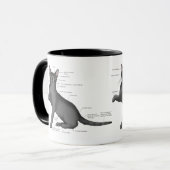 Mug Diagramme d'anatomie de chat drôle Humour Nerd (Devant gauche)