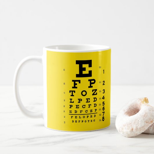 Mug Diagramme d'oeil noir jaune d'ophthalmologie (Avec donut)