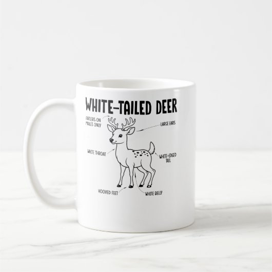 Mug Diagramme Éducatif de l'Anatomie du Cerf à Queue B (Gauche)
