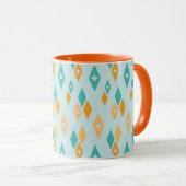 Mug Diamants Atomiques Milieu de Siècle Aqua, Sarcelle (Devant droit)