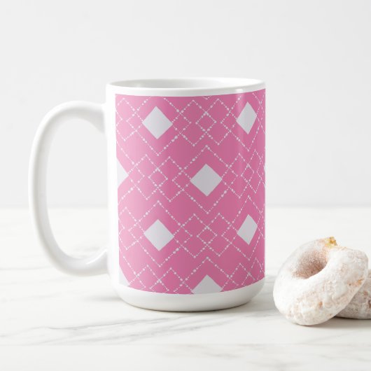 Mug Diamants blancs Arrière - plan rose (Avec donut)