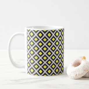 Mug Diamants d'ikat gris foncé, noir, jaune par STaylo