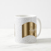 Mug Diamants, Grand Monogramme Or Nom de script blanc (Devant droit)
