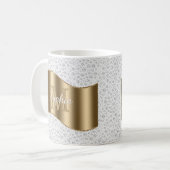 Mug Diamants, Grand Monogramme Or Nom de script blanc (Devant gauche)