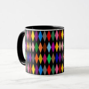 Mug Diamants Harlequin Colorés Design Noir