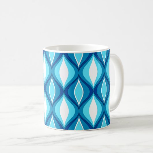 Mug Diamants Modernes Du Milieu Du Siècle, Blues Denim (Devant droit)