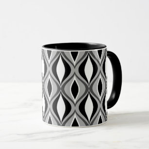 Mug Diamants Modernes du Milieu du Siècle, Noir, Blanc