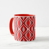 Mug Diamants modernes du milieu du siècle, rouge et gr (Devant gauche)