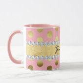 Mug Diamants roses de pois de feuille d'or (Gauche)